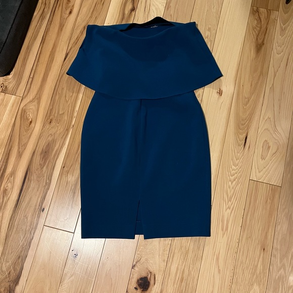 Likely Driggs Dress in Cerulean Blue Strapless Off Shoulder Ruffle Knee Length - Picture 2 of 5